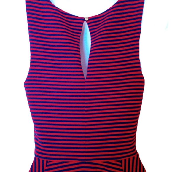 Red Blue Striped Fit and Flare Dress Size XS - Picture 3 of 5